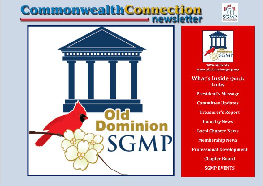 Commonwealth Connection newsletter cover features topics of issue and Old Dominion Cardinal